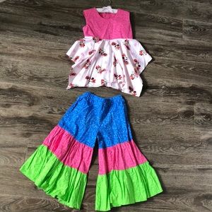 Homemade boho bell-bottom outfit - Minnie Mouse!